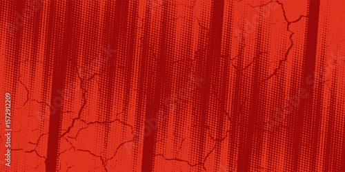 Red halftone dots with blue color pattern and grunge texture background. Pop art comic style vector illustration.