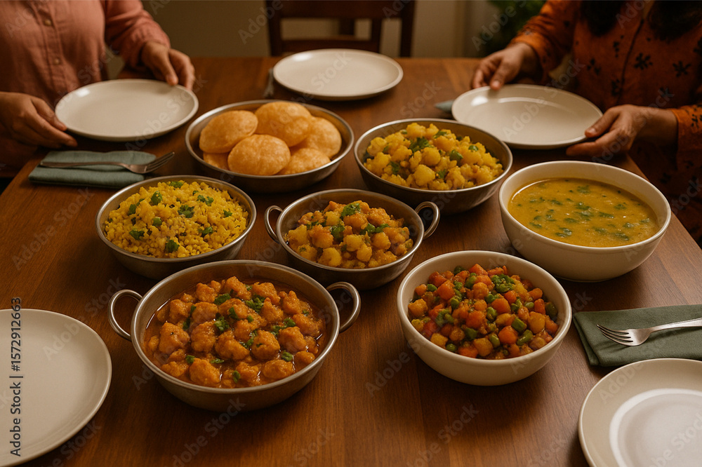 Indian home made food served in a small party in home Indian home made food served in a small party in home