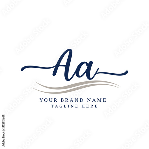 This image features a elegant script font "Aa" logo template, perfect for branding, personal identity, or various business applications.