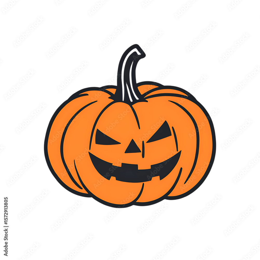 A modern flat icon of a spooky smiling Jack-o'-lantern pumpkin for Halloween, isolated on a light background - AI Generated A modern flat icon of a spooky smiling Jack-o'-lantern pumpkin for Halloween, isolated on a light background - AI Generated