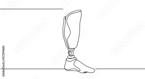 Prosthetic leg standing on a flat surface