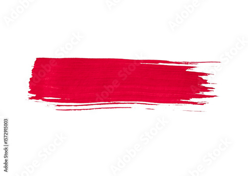 A solid red paint stroke with visible brush texture on a light background. Ideal for vibrant design elements, abstract art, or energetic backgrounds.