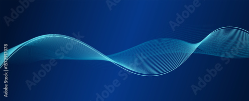 Abstract blue background with flowing lines for futuristic concept. Dynamic waves. vector