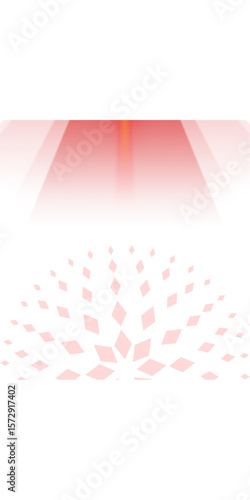 abstract red pattern with lights and rhombus patterns concentrated in the middle isolated over white (transparent) background