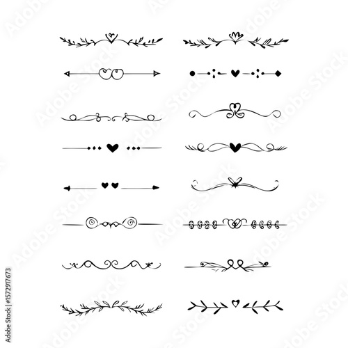 flowers, design elements.Vector design element.Gold text dividers doodle set. Wedding decorative elements. ornament, borders, floral, vintage line separators. Hand drawn vector illustration.