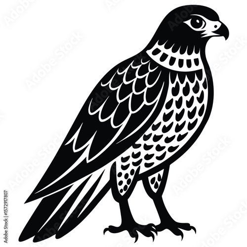 black and white falcon bird drawing clip art preview
