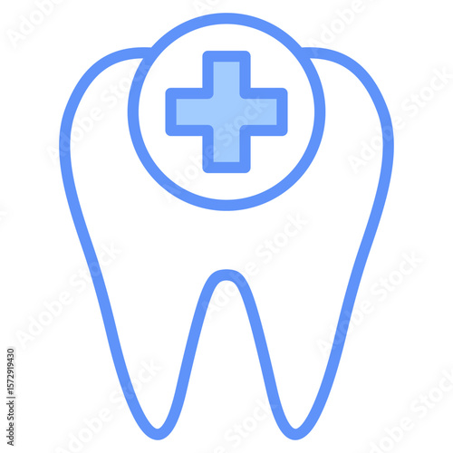 Dental Care Outline Blue Color Icon