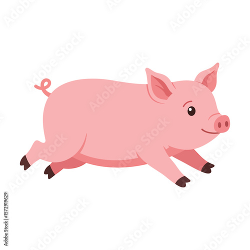 A delightful pink piglet dashes across the scene, its cartoonish features radiating happiness and playfulness
