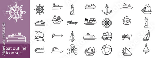 boat icon design set,Ship and Boat Icons. Contains such icons as Contains such icons as yacht, cruise, cargo shipping, ferry, schooner, water scooter,Boat outline icon set.