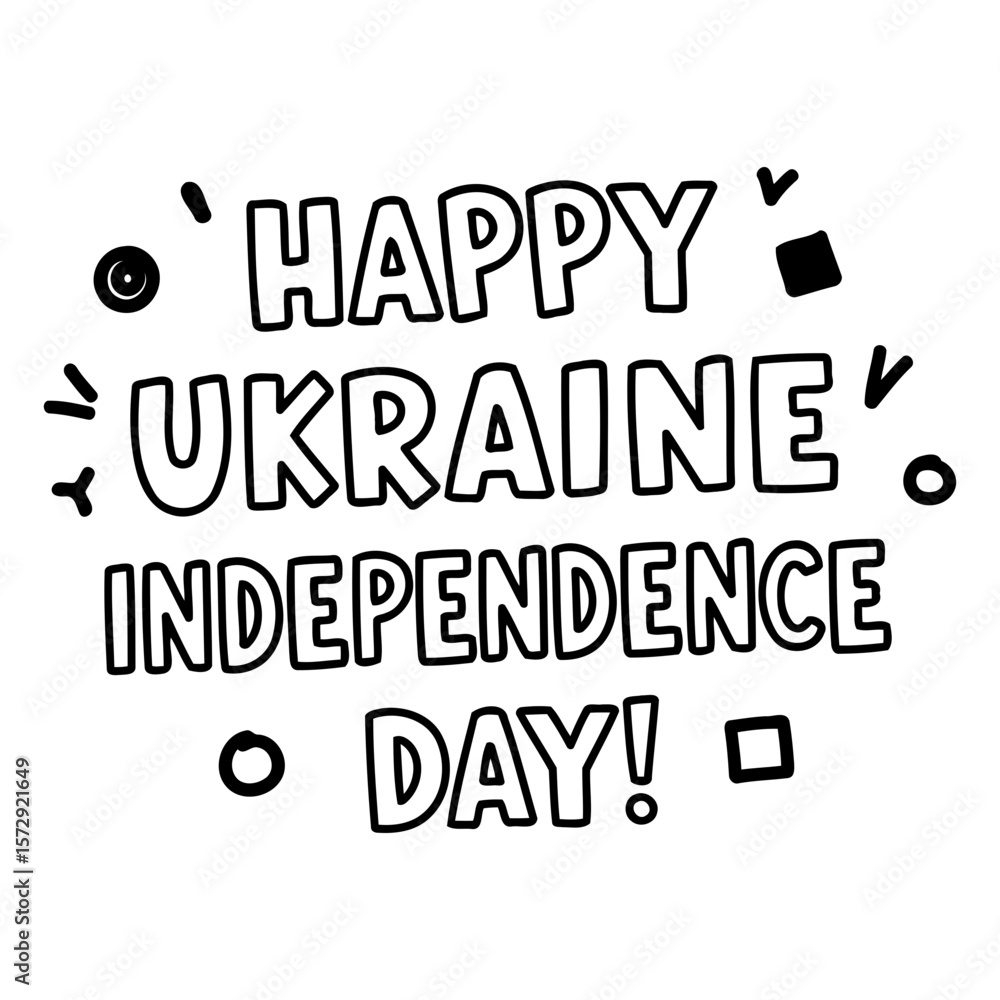 Fototapeta premium Happy Ukraine Independence Day graphic design with no demographic details or setting. Bold, playful typography with decorative elements on a plain background.