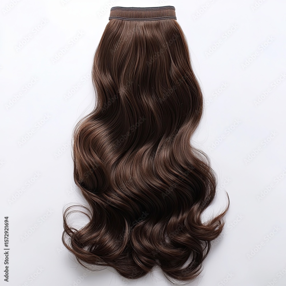 Single piece clip in shinny brown wavy synthetic hair extensions Single piece clip in shinny brown wavy synthetic hair extensions