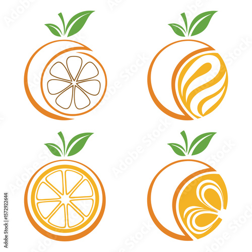 Minimalist Orange Fruit Illustrations - Branding & Design Elements