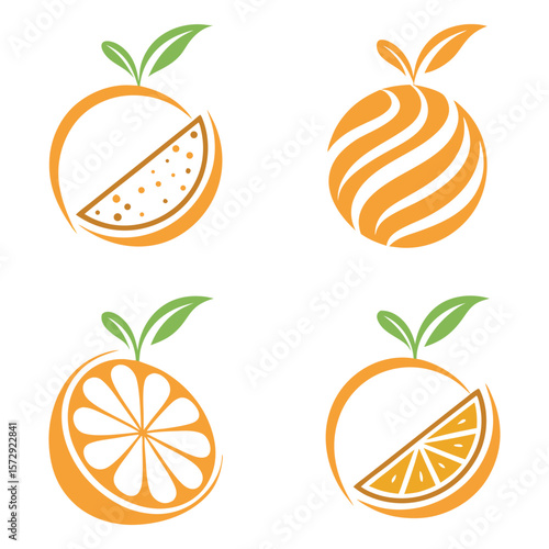 Orange Logo Collection Stylized Fruit, Slices & Abstract Designs