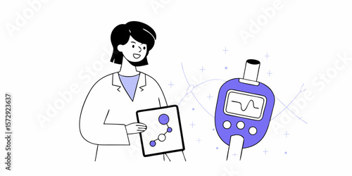 A scientific researcher studies molecular data with specialized measurement equipment in a laboratory environment for research and experimentation.