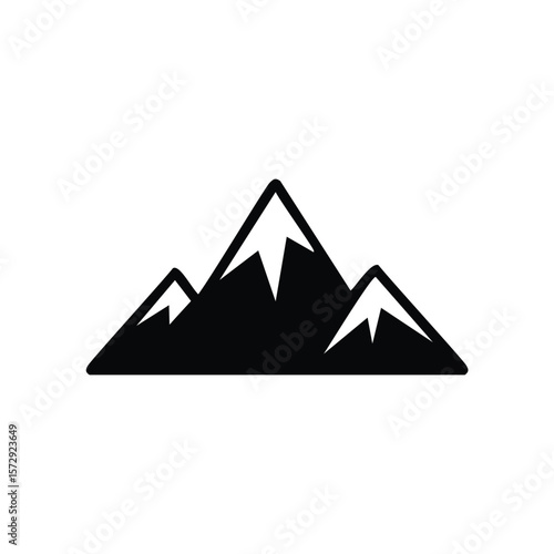 Black mountain peaks with white snow caps vector