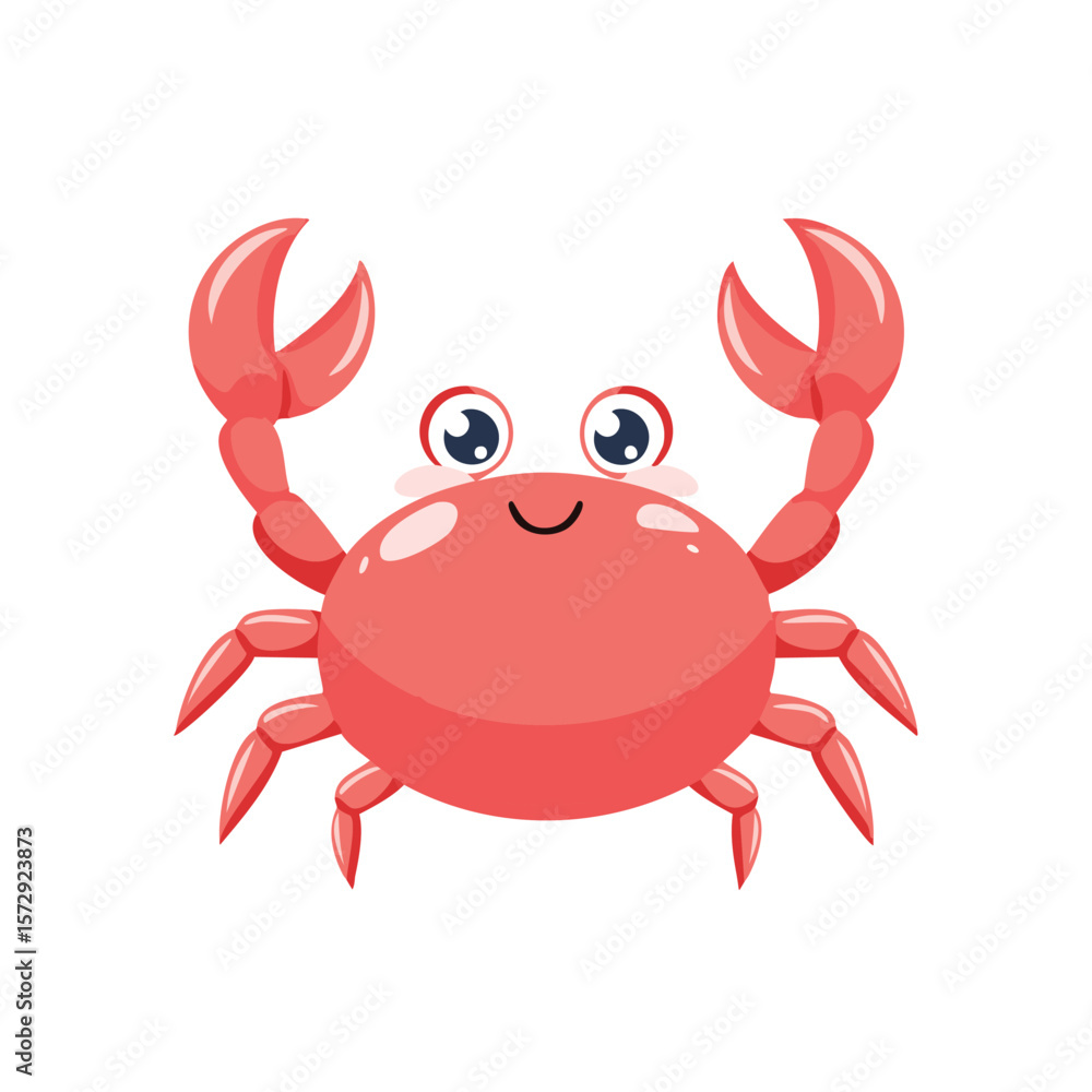 Cute coral crab with big eyes and claws raised marine life animal Cute coral crab with big eyes and claws raised marine life animal