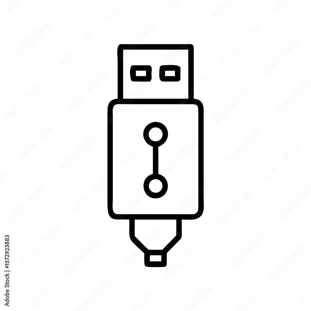 USB flash drive icon in minimalistic line art style USB flash drive icon in minimalistic line art style