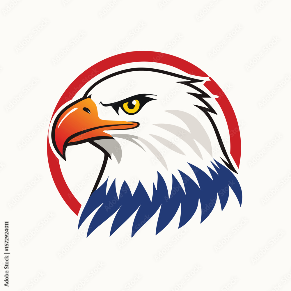 Fototapeta premium Majestic eagle head with patriotic colors bird profile