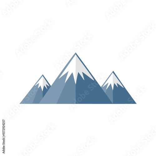 Snow capped mountain peaks landscape illustration mountains