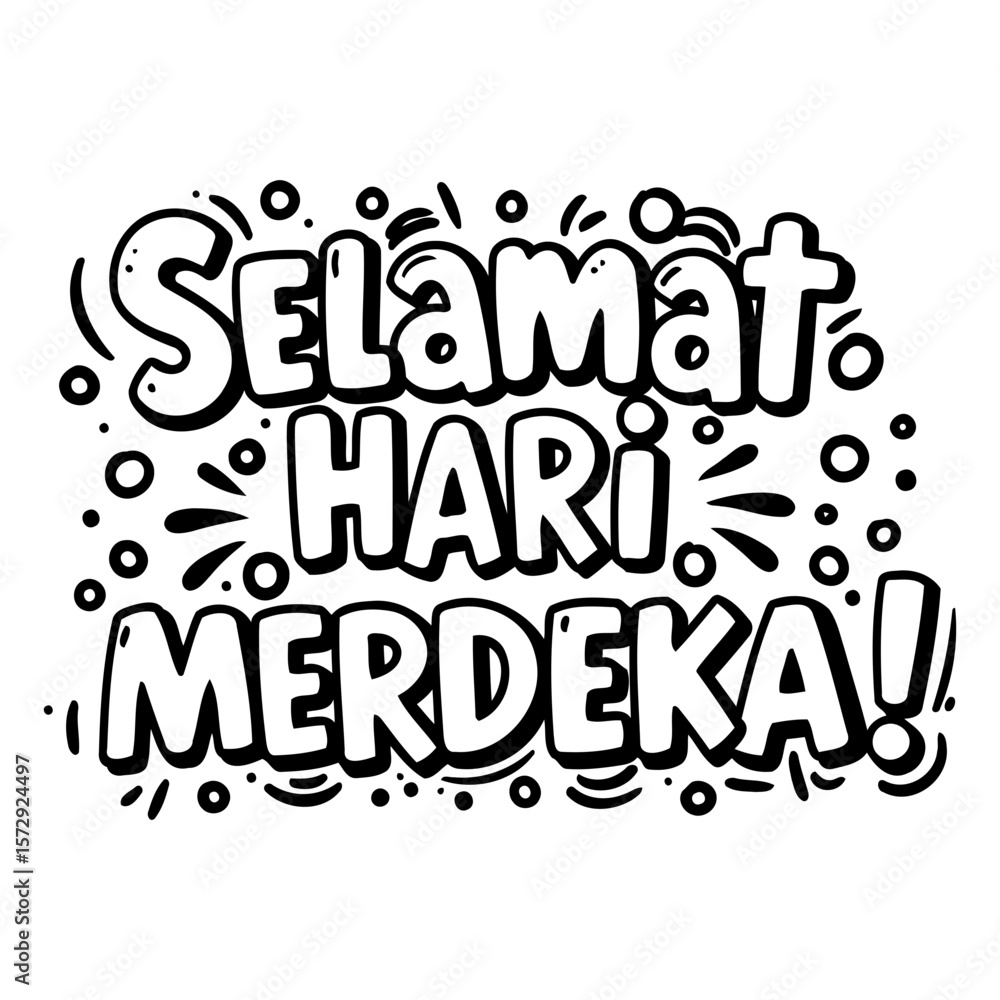 Obraz premium Selamat Hari Merdeka! graphic design in a bold, fun style.