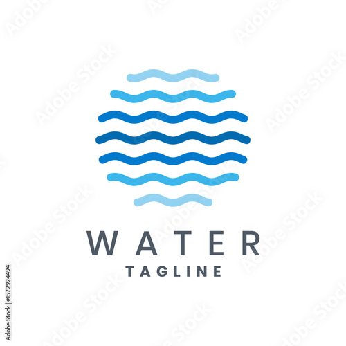 Abstract water logo design with blue wavy lines