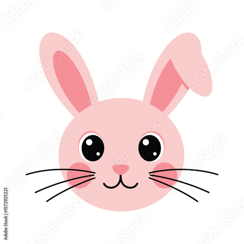 A charming illustration of a pink bunnys face, perfect for childrens books or easter designs