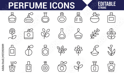 Icons of Perfume Bottles, Scent, and Aromatherapy for Beauty and Luxury Products