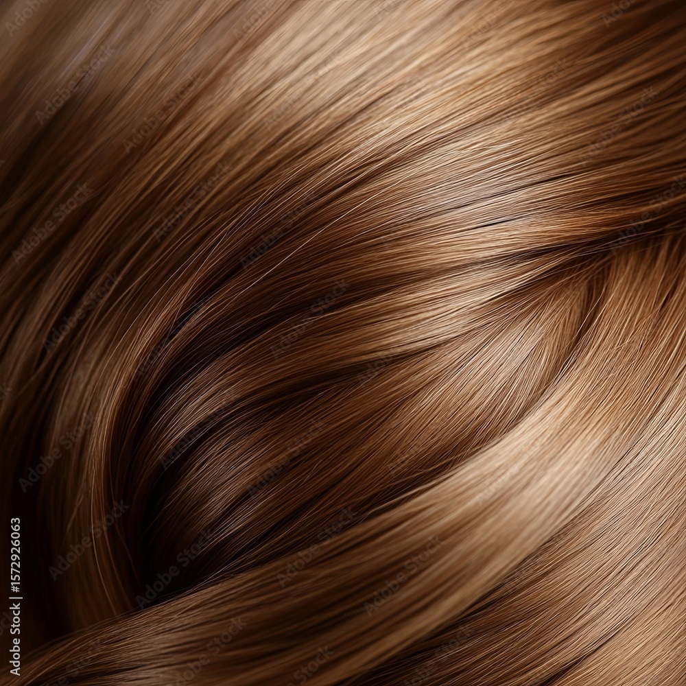 Fototapeta premium Texture of light brown smooth hair close-up.