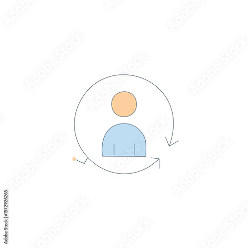 Person icon with circular arrows and dot communication