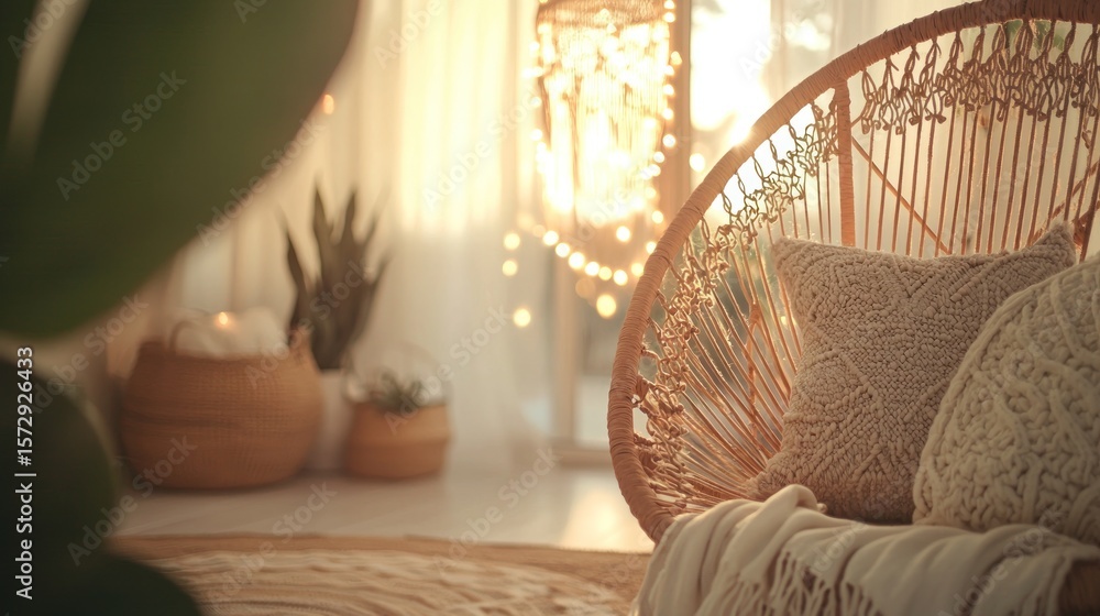 Fototapeta premium Relaxing Bohemian Chic Interior Design