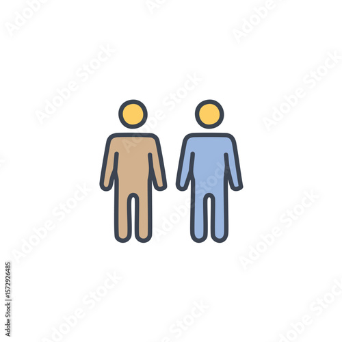Two people standing together side by side figures