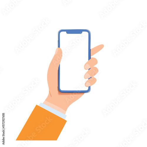 Hand holding blue phone