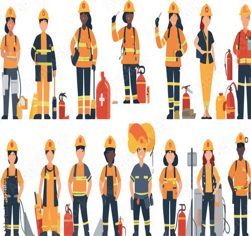 Diverse Group of Firefighters and Emergency Responders