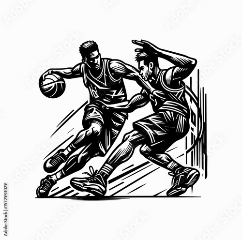 Streetball 1v1 Crossover Move Logo Vector Isolated on White Background

