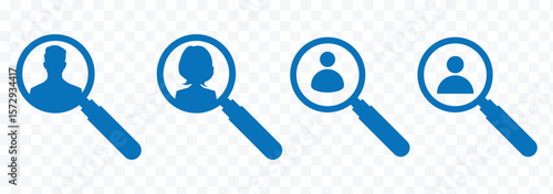 Headhunting icon. Recruitment logo template, find job vector icon. Human resource icon. Search for employees and job, business, human resource Looking for talent Search man woman vector icon eps 10