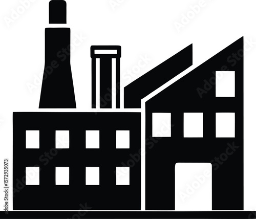 pharmaceutical factory icon vector silhouette on transparent background