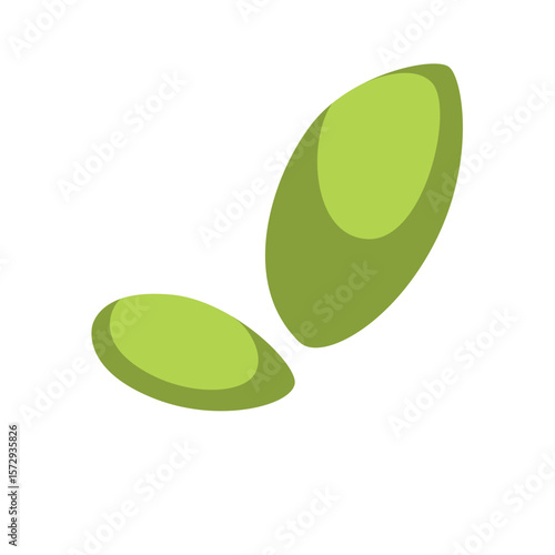 Two vibrant green leaves representing simplicity and harmony in nature.