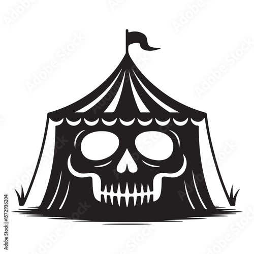 Minimalist Black Tent Silhouette Vector on White Background – Outdoor Camping Design for Adventure Projects with Dome, Ridge, A-Frame, and Tunnel Tent Styles. Thank You . 