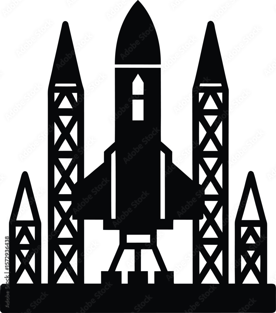 Obraz premium rocket assembly icon vector silhouette on transparent background