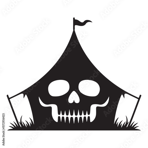 Minimalist Black Tent Silhouette Vector on White Background – Outdoor Camping Design for Adventure Projects with Dome, Ridge, A-Frame, and Tunnel Tent Styles. Thank You . 