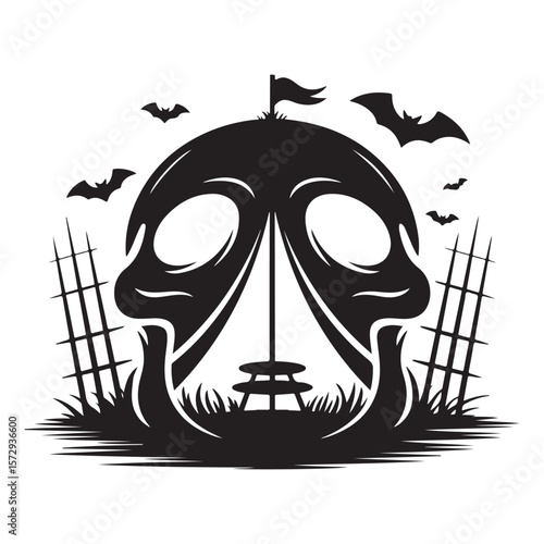 Minimalist Black Tent Silhouette Vector on White Background – Outdoor Camping Design for Adventure Projects with Dome, Ridge, A-Frame, and Tunnel Tent Styles. Thank You . 
