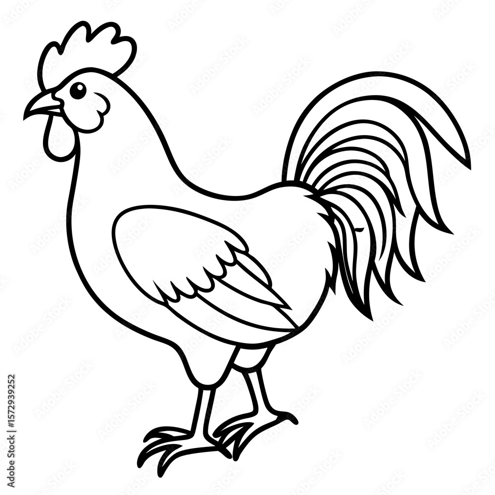 Fototapeta premium Stylized Rooster Sketch