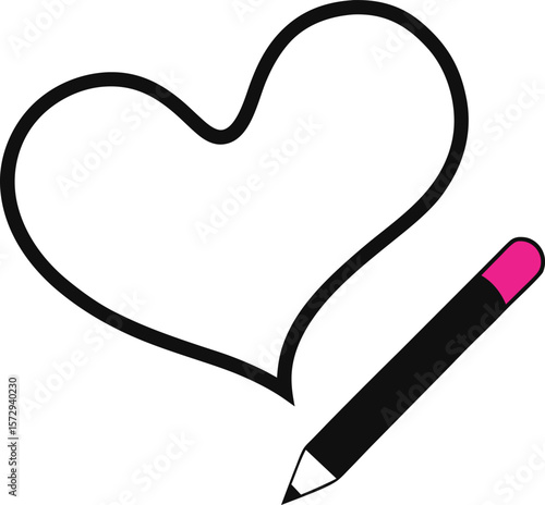 eyeliner pencil drawing a heart 