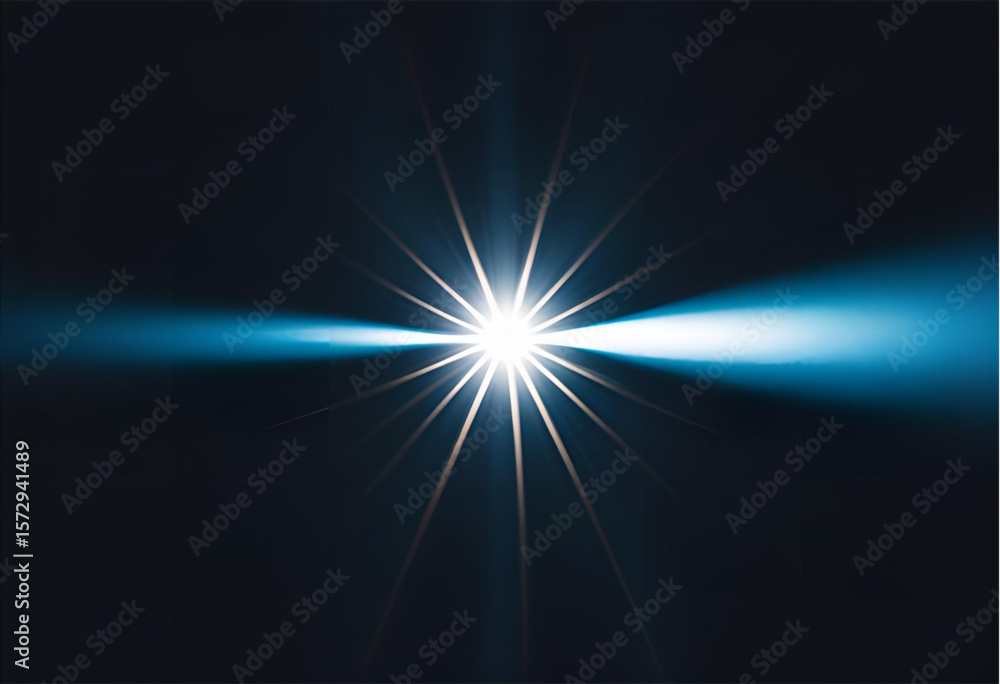 Fototapeta premium Bright light beam effect lens flare starburst shining glow background effect