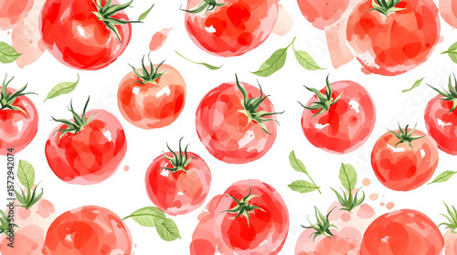Tomato seamless background Watercolor