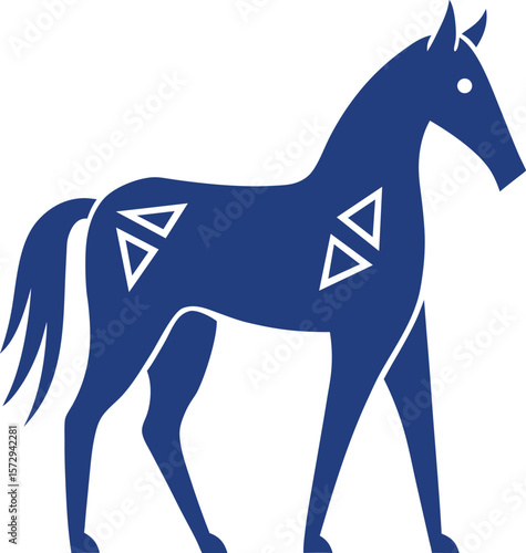 horse formed by ancient runes or symbols 