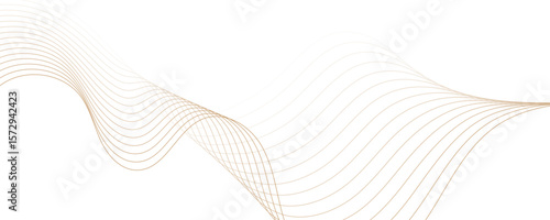 Abstract golden linear background. Flowing particles future technology concept abstract gradient and gold wave curve lines banner.