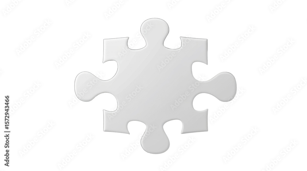 Fototapeta premium white puzzle piece 3d render icon on white background