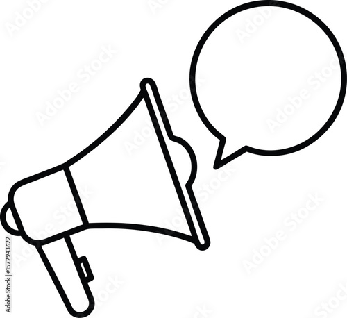 megaphone icon with speech bubble white background