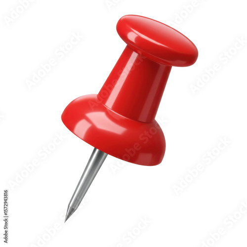 Red push pin tack illustration isolated PNG with Transparent Background
